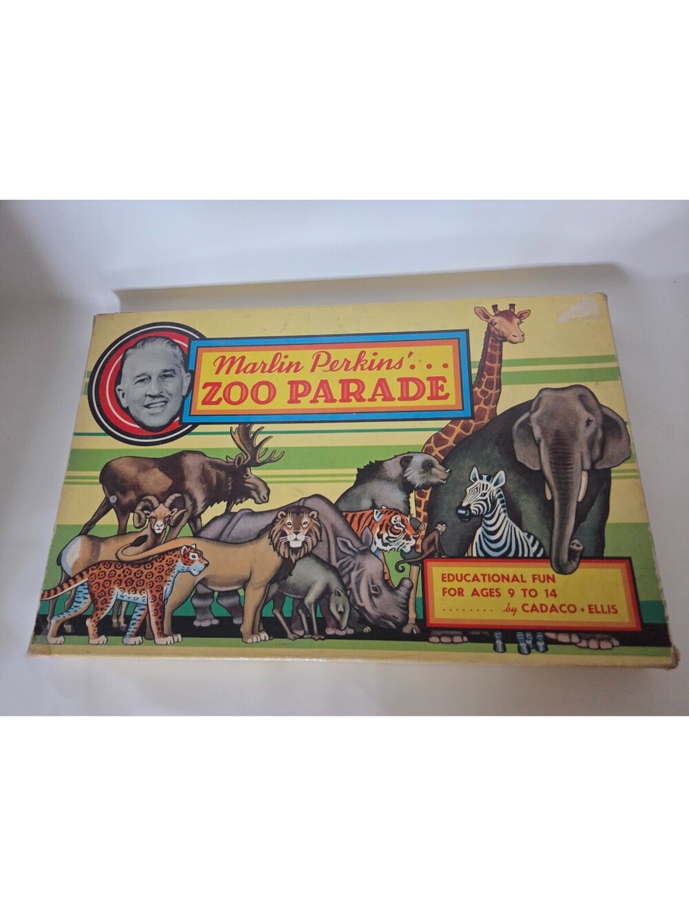 Marlin Perkins Zoo Parade 1965 Cadaco Ellis Educational Board Game With Box